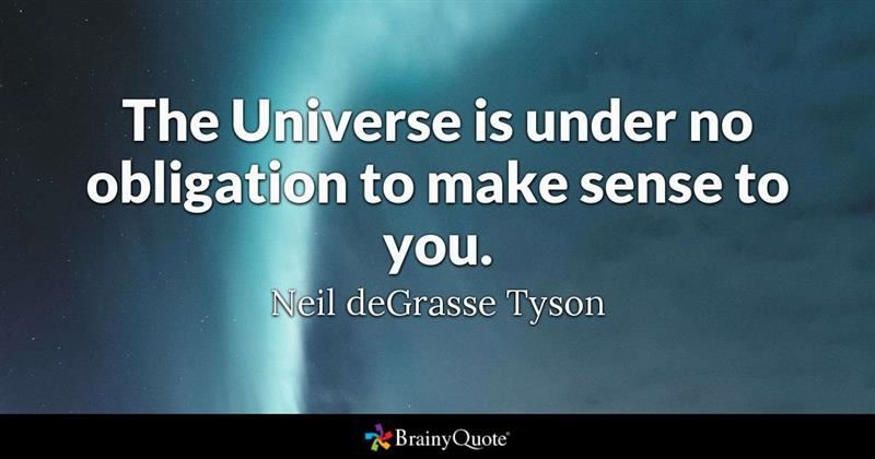 This is a quote that says: "The Universe is under no obligation to make sense to you." -Neil DeGrasse Tyson