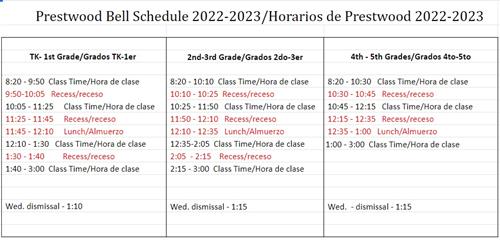 22-23 Bell Schedule
